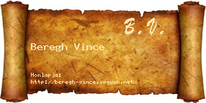 Beregh Vince névjegykártya